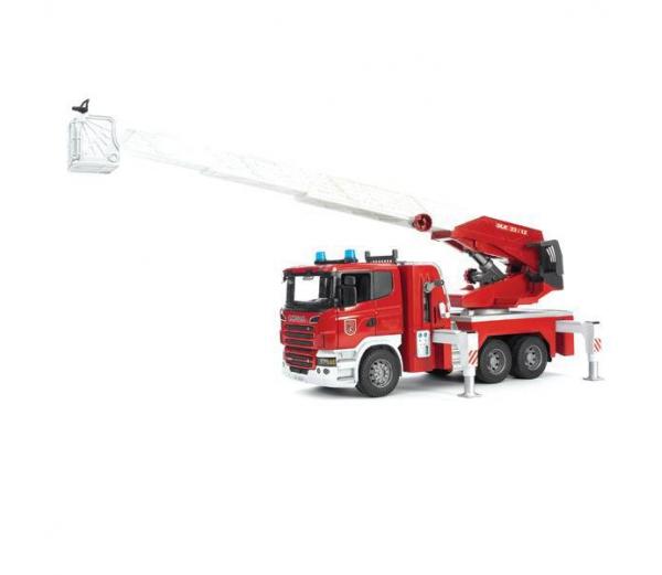 Пожарная машина Scania с выдвижной лестницей и помпой с модуль со свет. и звук.)