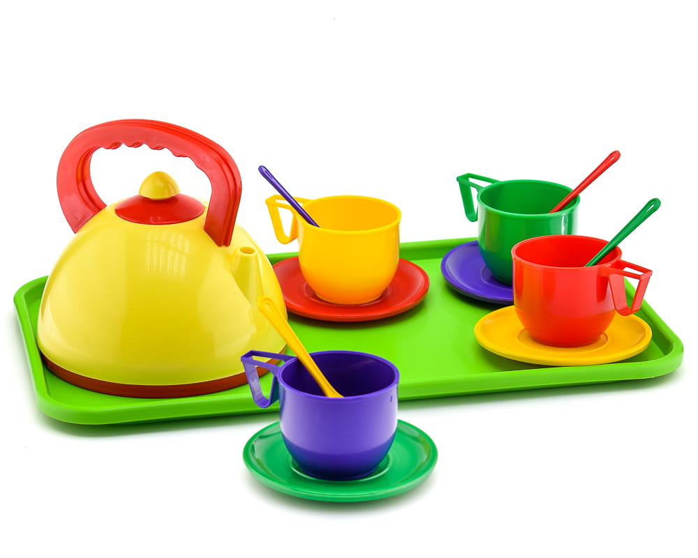 Плотный набор. Набор посуды с чайником. Игрушечная посуда чайник. Игрушечный набор посуды с чайником. Набор посуды 14 предметов с чайником и подносом 0286.