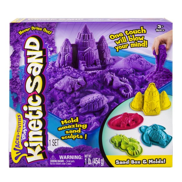 Песок для лепки Kinetic sand сиреневый, 454г, лоток, 4 формочки