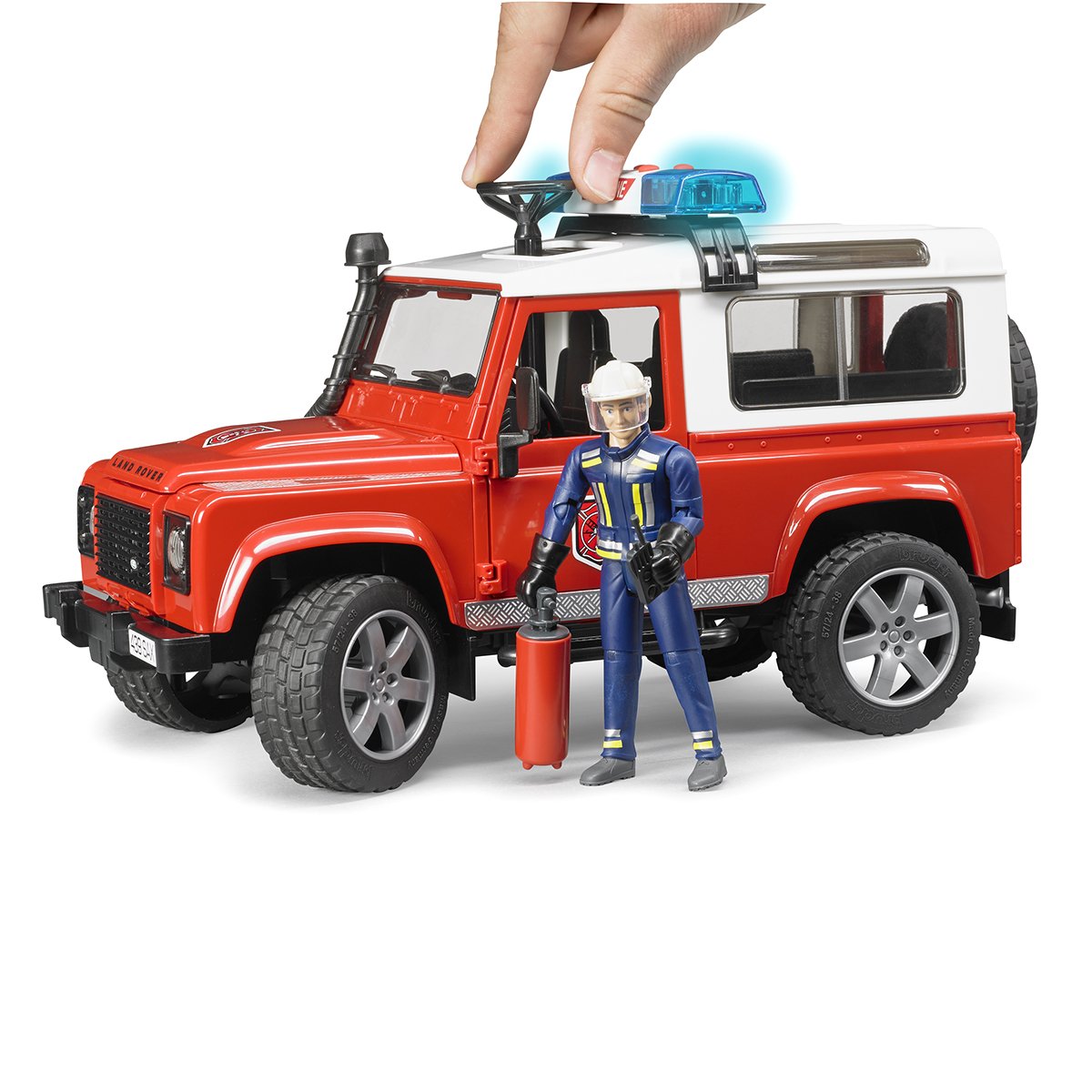 Внедорожник Land Rover Defender Station Wagon Пожарная с фигуркой