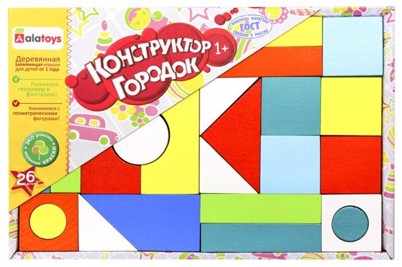 Конструктор дерев. Городок окраш. 26 дет.