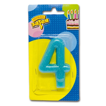 Свечи для торта цифра "4" Блестящая 7,6см/V