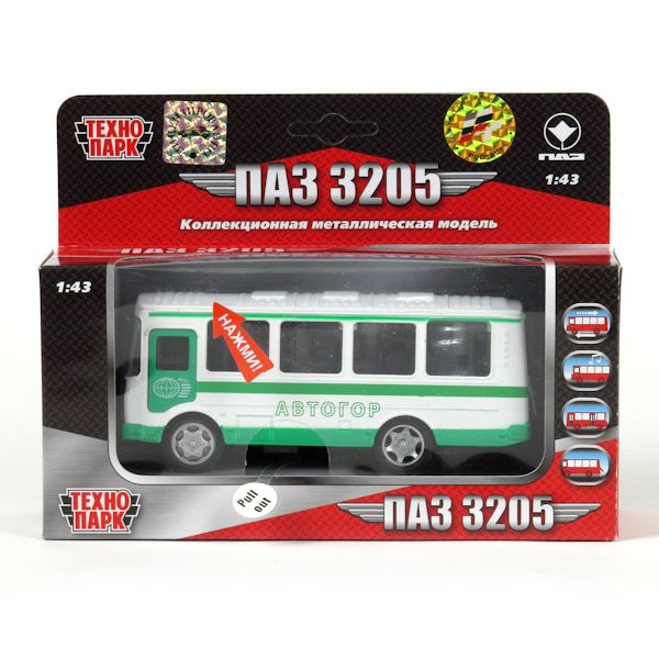 Машина метал. Технопарк ПАЗ 3205 свет,звук, откр. двери 174644
