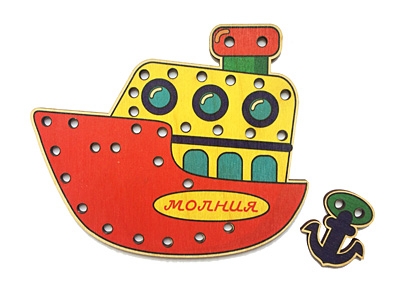 Деревянная игрушка Корабль-шнуровка Молния