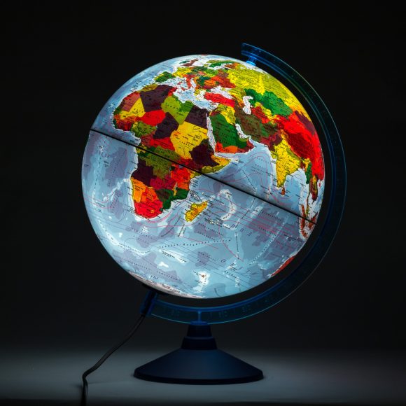 Глобус Земли физико-политический с подсветкой D-250 мм