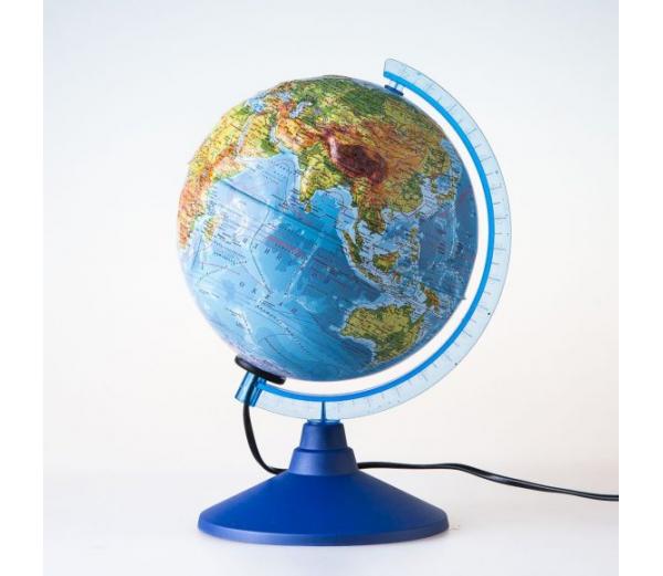 Глобус Земли физико-политический рельефный с подсветкой D-250 мм
