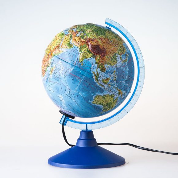 Глобус Земли физико-политический рельефный с подсветкой D-250 мм