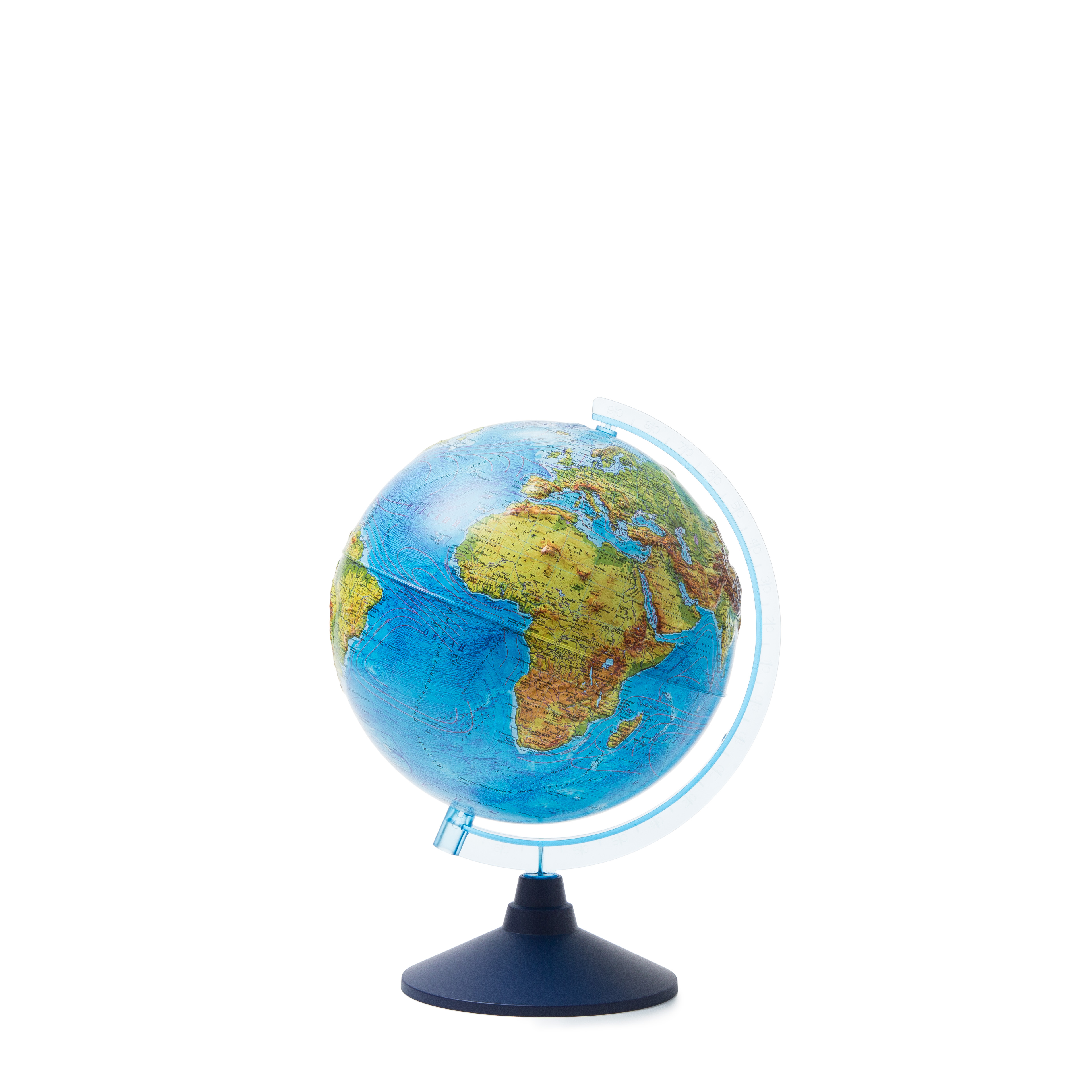 Глобус Земли физический D-250 мм рельеф на синей подставке