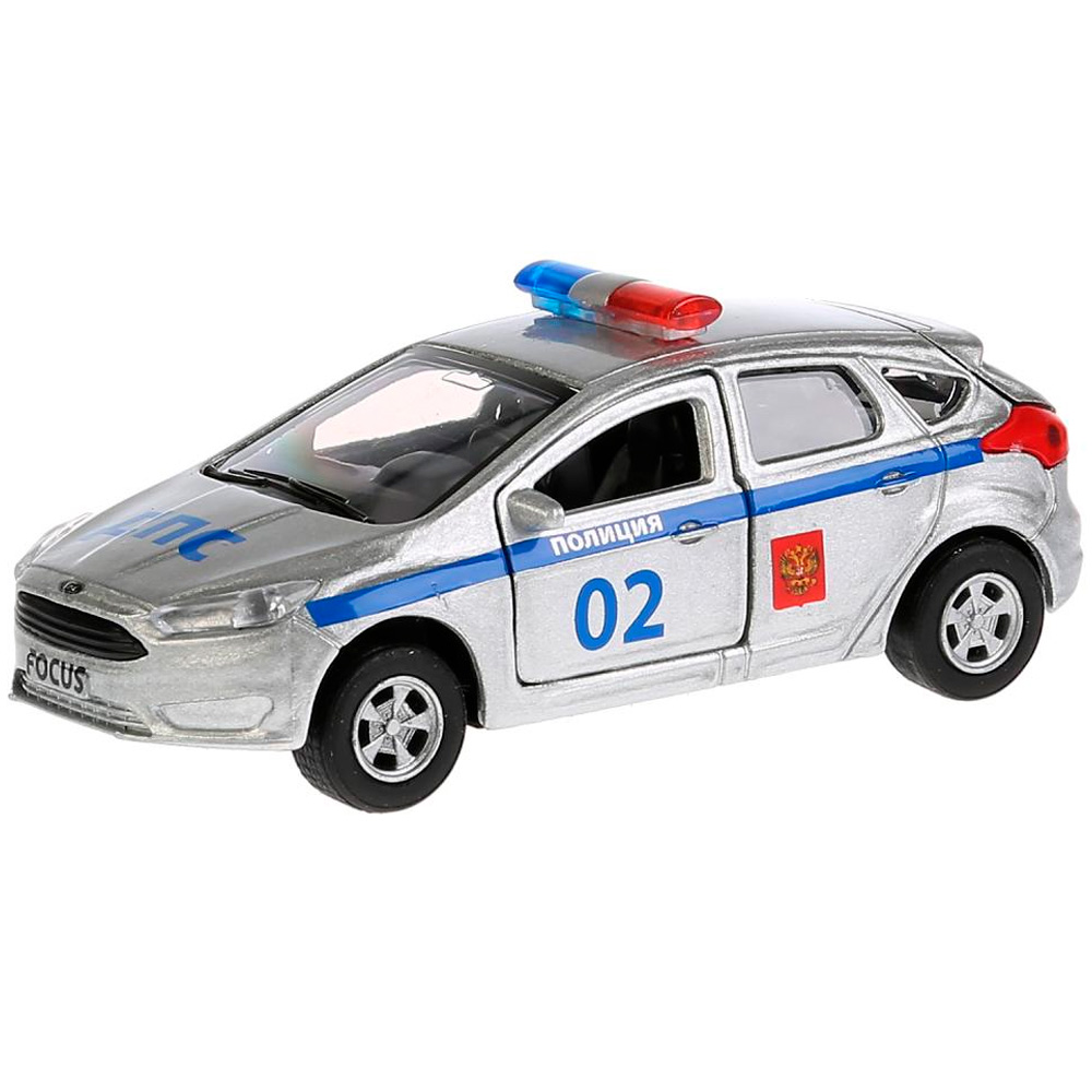 Машина метал. Технопарк Ford Focus хэтч. полиция 12см, открв. двери 266067