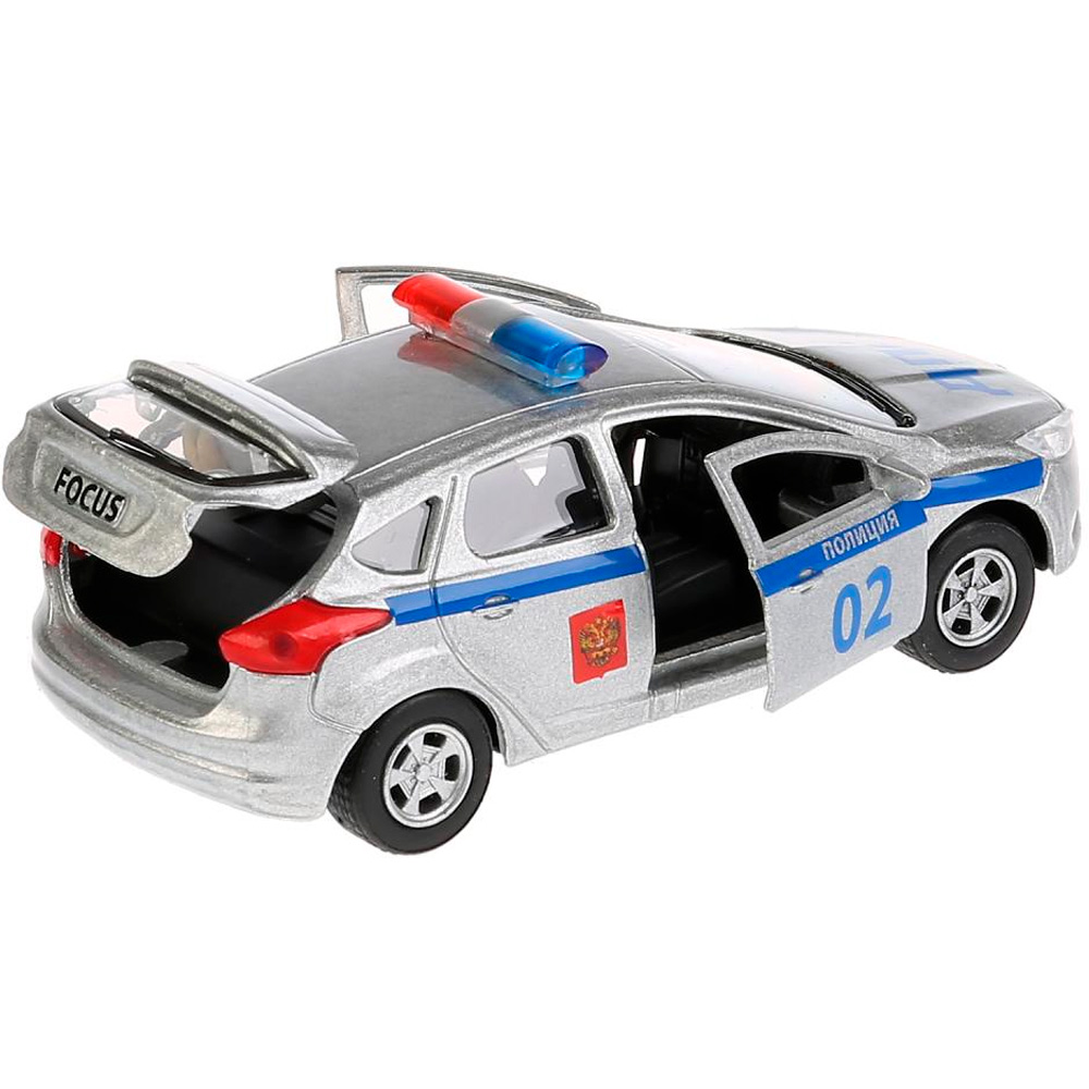 Машина метал. Технопарк Ford Focus хэтч. полиция 12см, открв. двери 266067