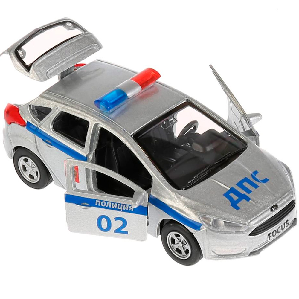 Машина метал. Технопарк Ford Focus хэтч. полиция 12см, открв. двери 266067