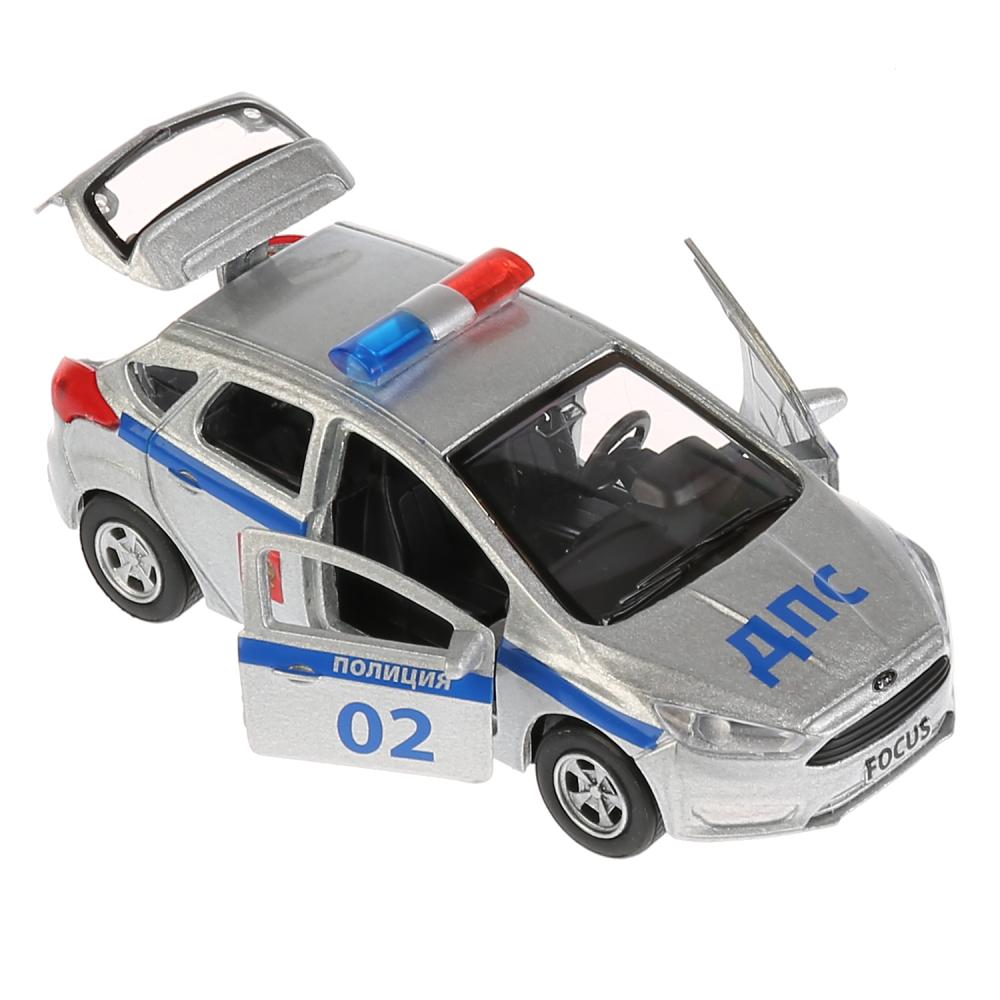 Машина метал. Технопарк Ford Focus хэтч. полиция 12см, открв. двери 266067