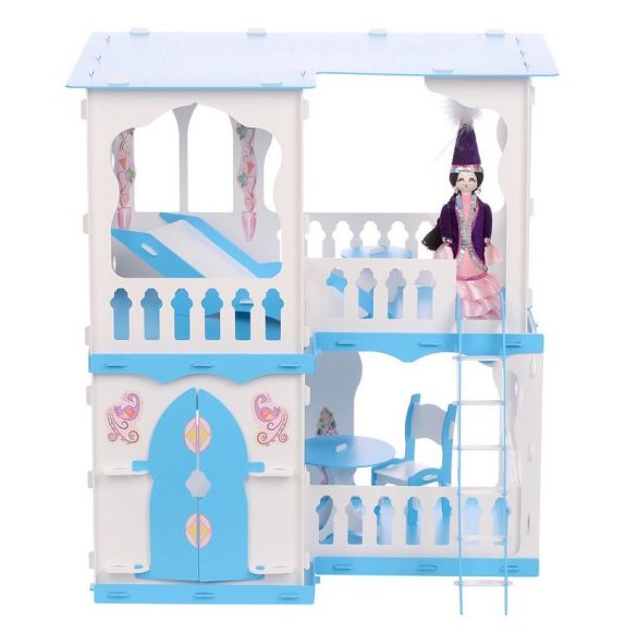 Дом для кукол Дом Алсу бело-голубой с мебелью