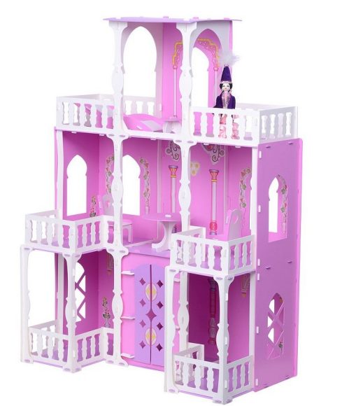 Дом для кукол Дом Малика бело-розово-сиреневый с мебелью