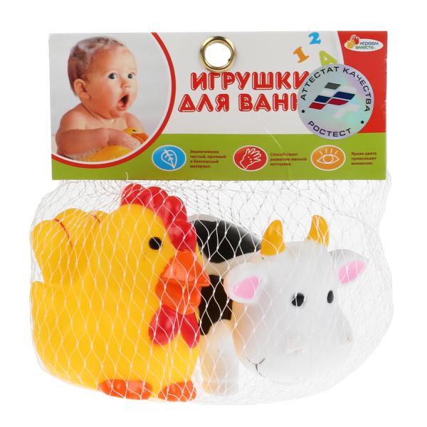Игрушка для ванной Играем вместе Корова+петух в сетке 232640