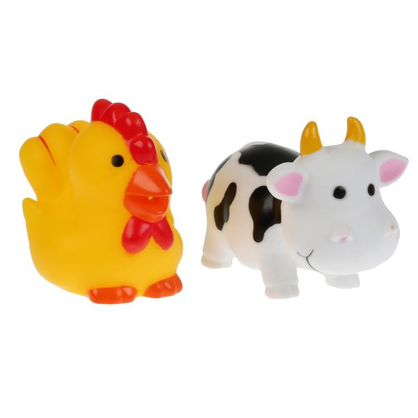 Игрушка для ванной Играем вместе Корова+петух в сетке 232640