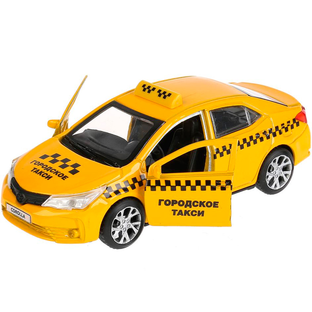 Машина метал. Технопарк Toyota Corolla Такси 12см, открыв. двери, инерц 268484