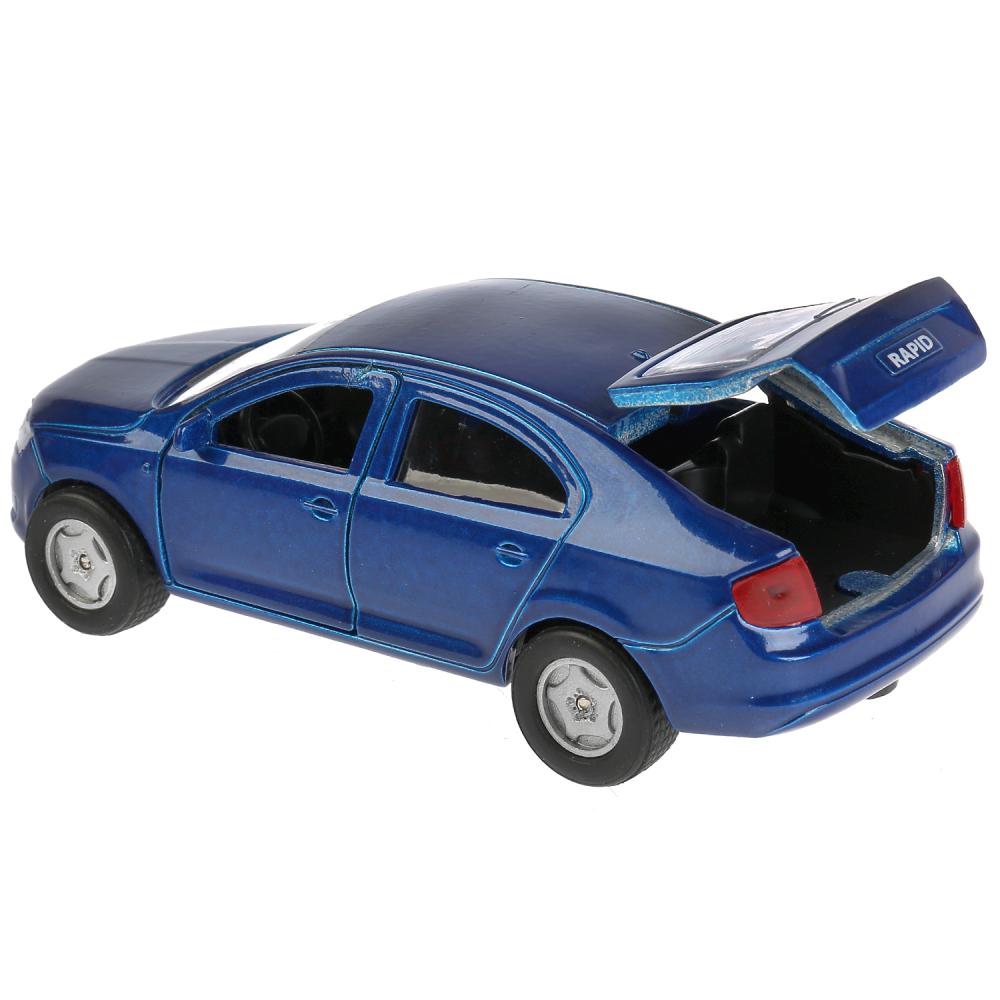 Машина метал. Технопарк Skoda Rapid синяя 12см, открыв двери и багажник 273015