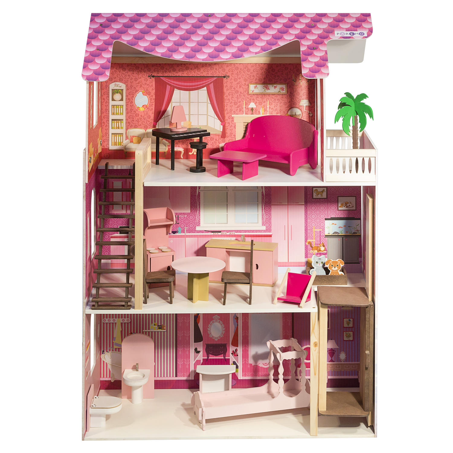 Кукольный домик Монте-Роза для кукол до 30 см 19 предметов мебели и интерьера
