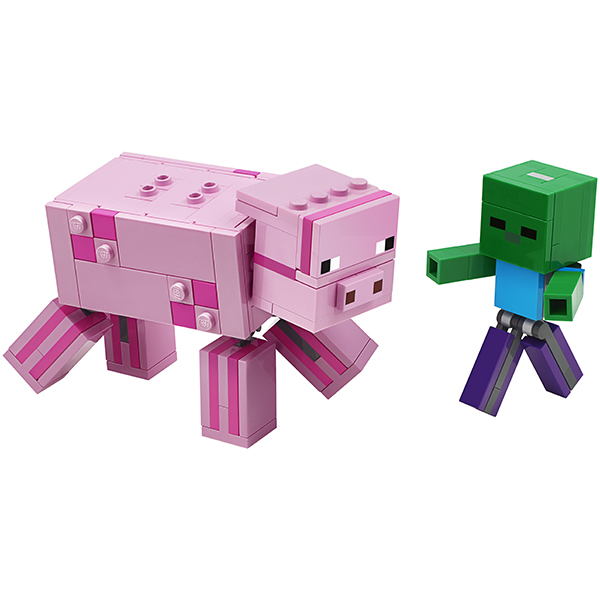 Конструктор LEGO Minecraft Большие фигурки, Свинья и Зомби-ребёнок
