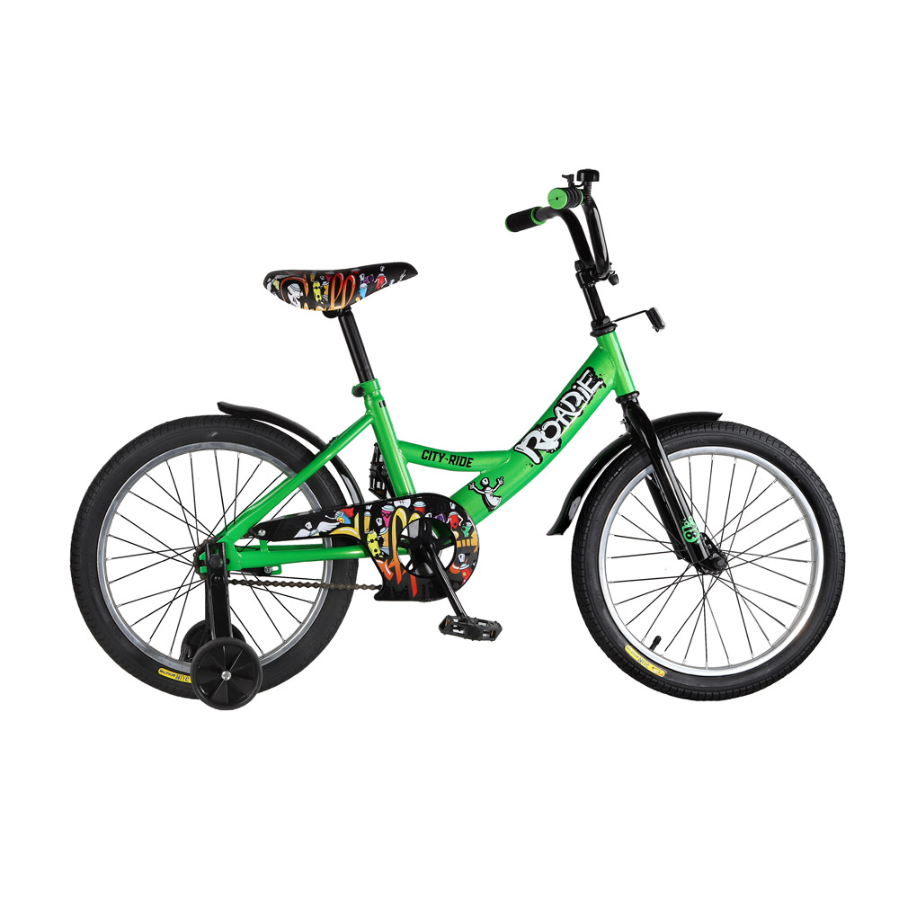 Велосипед 18" City-Ride Roadie, рама сталь, крылья сталь, страх.колеса зеленый