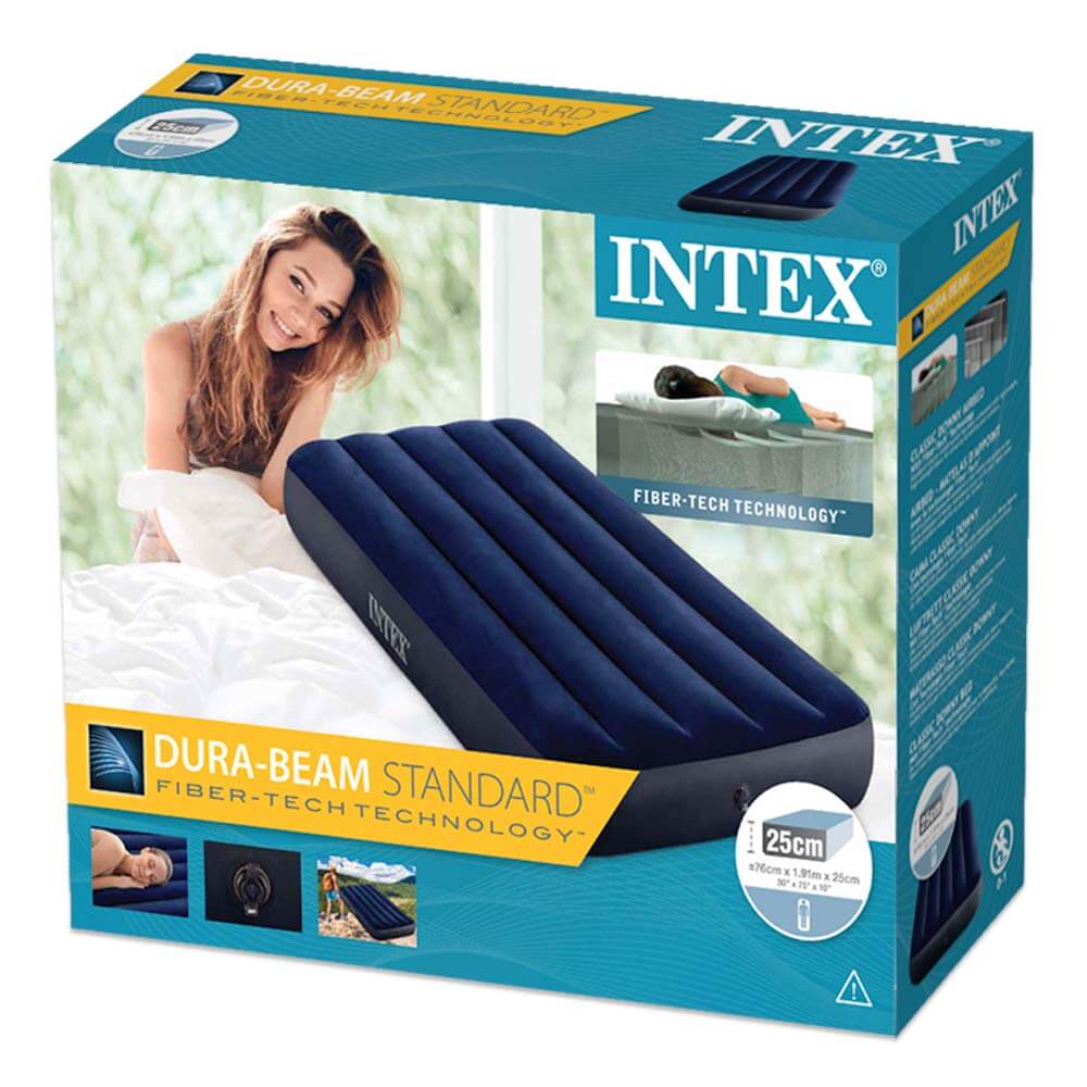 надувной матрас intex classic downy airbed 64757 синий