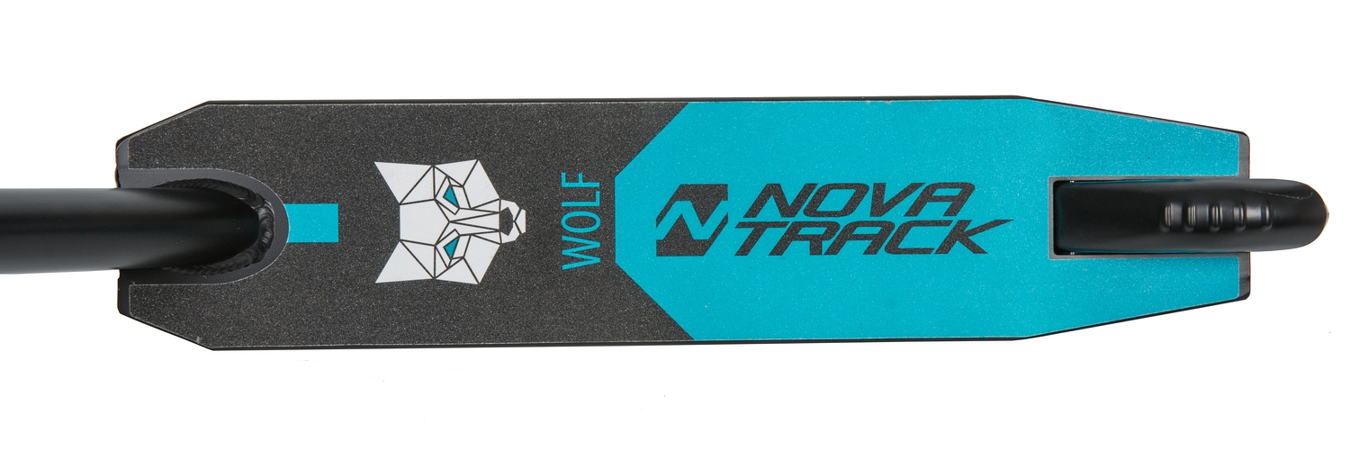Самокат трюковый Novatrack Wolf EL, PU колеса 100 мм, черно-синий