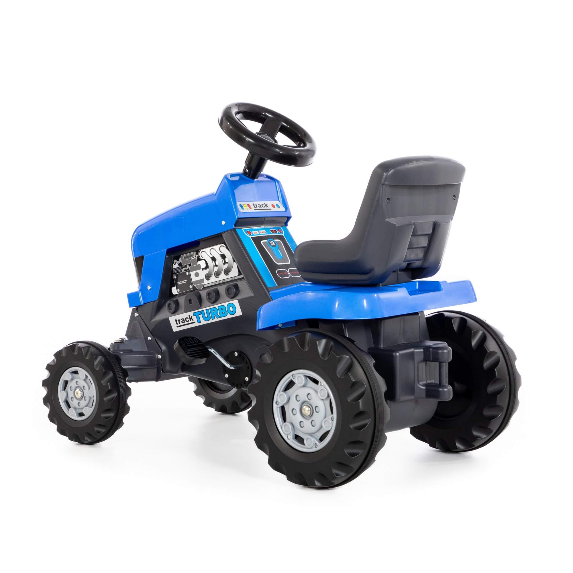 Каталка-трактор с педалями Turbo синяя