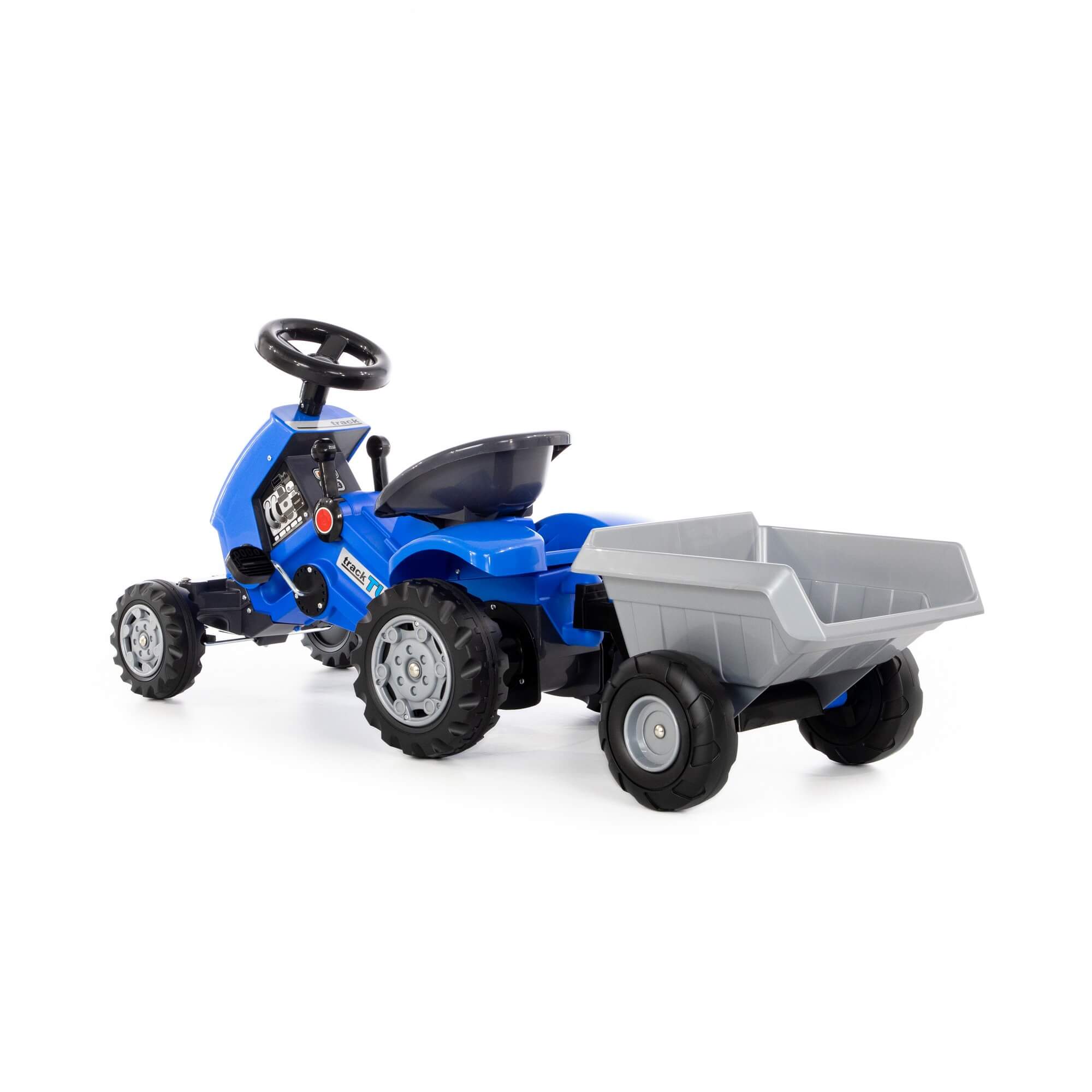 Каталка-трактор с педалями Turbo-2 с полуприцепом синяя