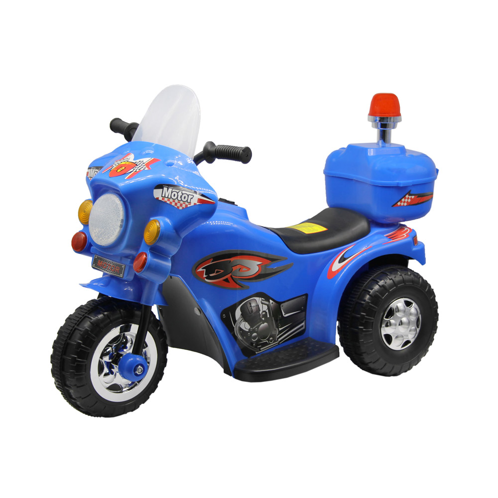 Мотоцикл на аккум. синий 6V/4Ah 1 мотор, вперед/назад, свет,звук,82*52*37см (Веселые песен)