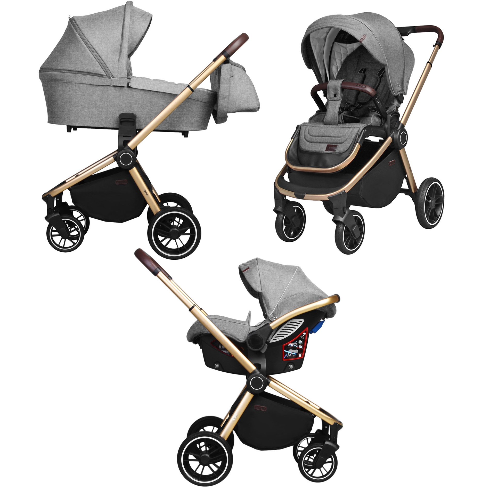 Коляска Carrello 3в1 Epica Silver Grey