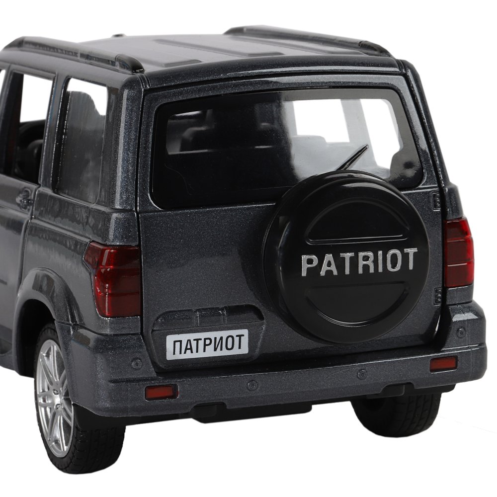 Машина метал. Автопанорама УАЗ Patriot темно-серый металлик, откр двери,капот,задняя двер,свет,звук