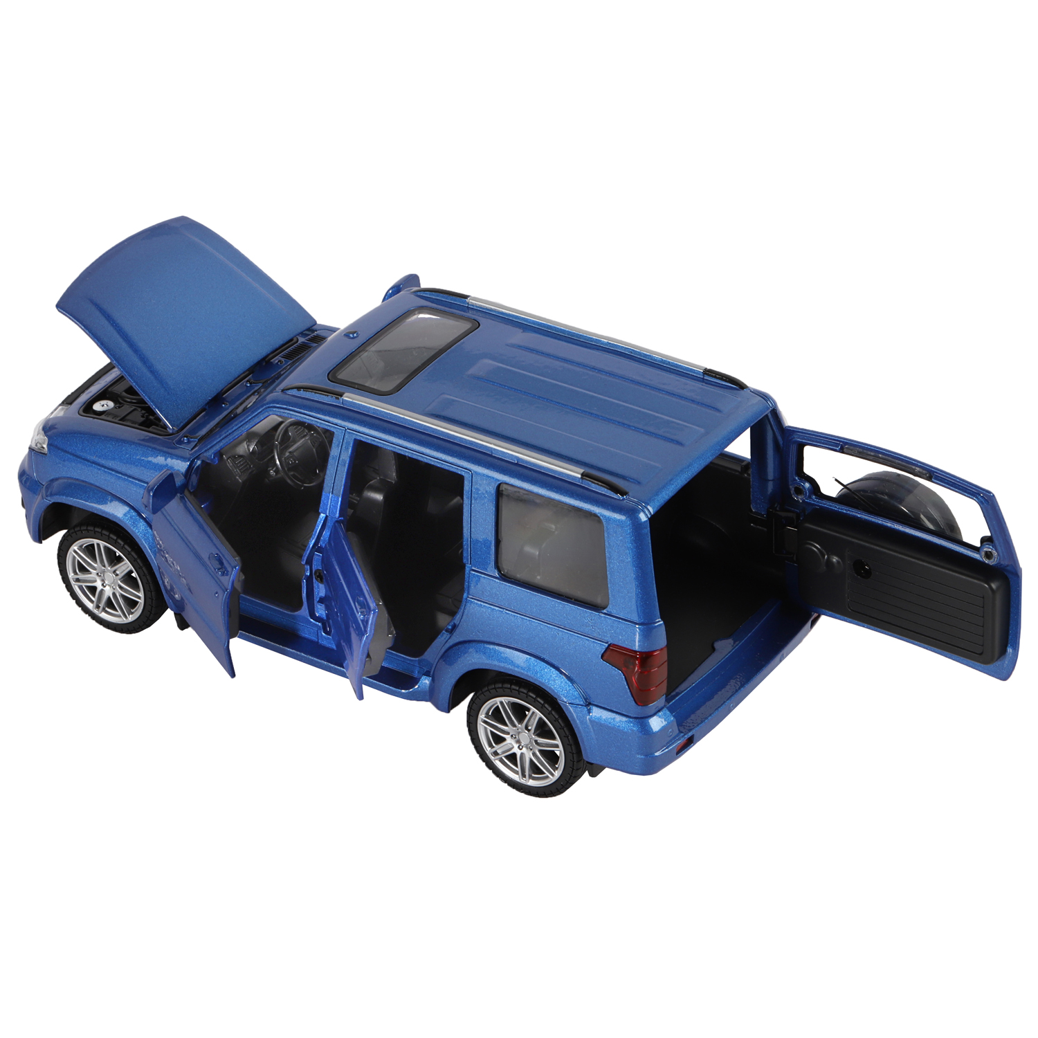 Машина метал. Автопанорама УАЗ Patriot темно-синий металлик, откр двери,капот,задняя двер,свет,звук