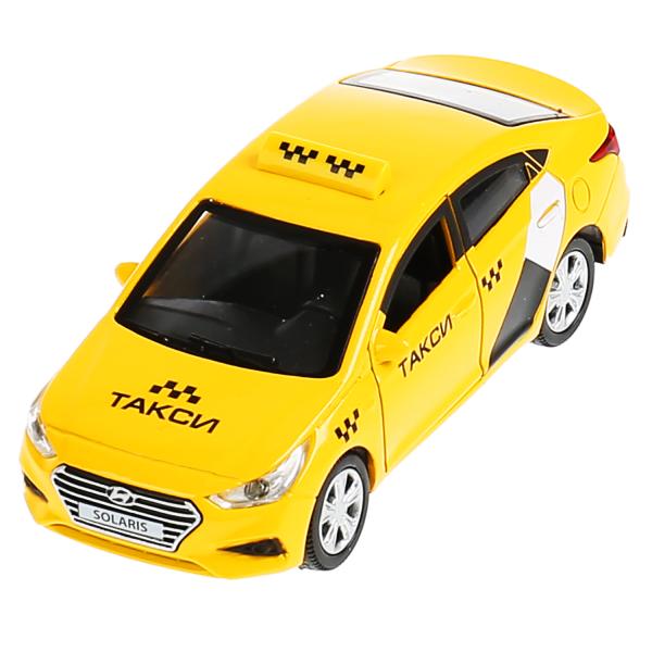 Машина метал. Технопарк Hyunday Solaris такси 12см откр. двери желтый 299333