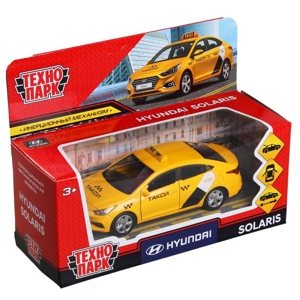 Машина метал. Технопарк Hyunday Solaris такси 12см откр. двери желтый 299333