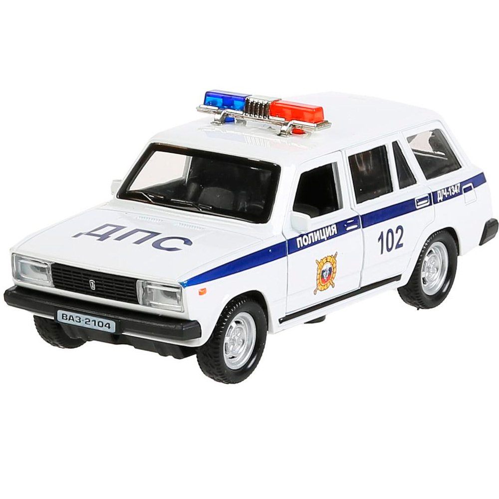 Машина метал. Технопарк Ваз-2104 жигули Полиция 12см свет, звук, инерц. белый 300027