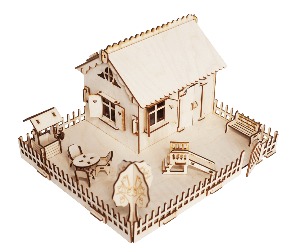Иллюстрация небольшой дом фантазия деревянный | Премиум Фото