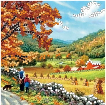 Набор для вышивания бисером 15*15 Осень в деревне (частичное заполн.,канва с рис)
