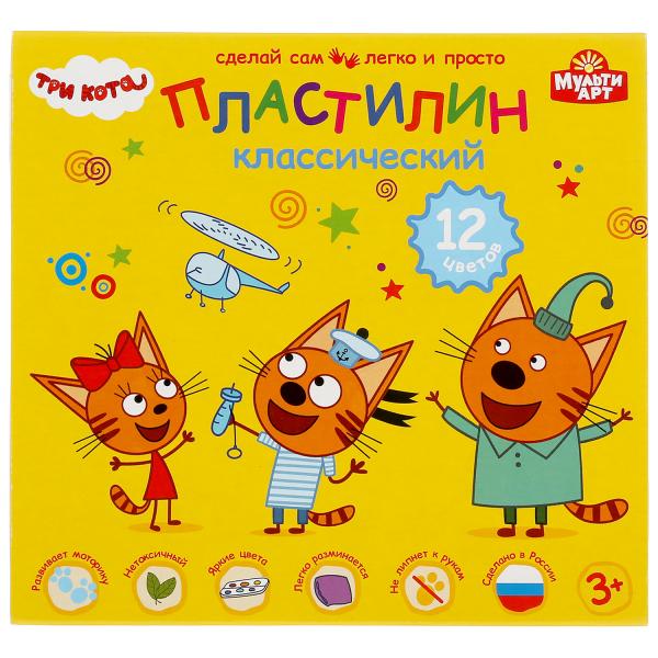 Пластилин классический 12цв. Multiart Три кота 306863