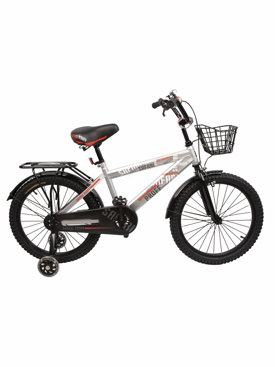 Велосипед 18" Safari proff, серебро с корзинкой 1002506/1