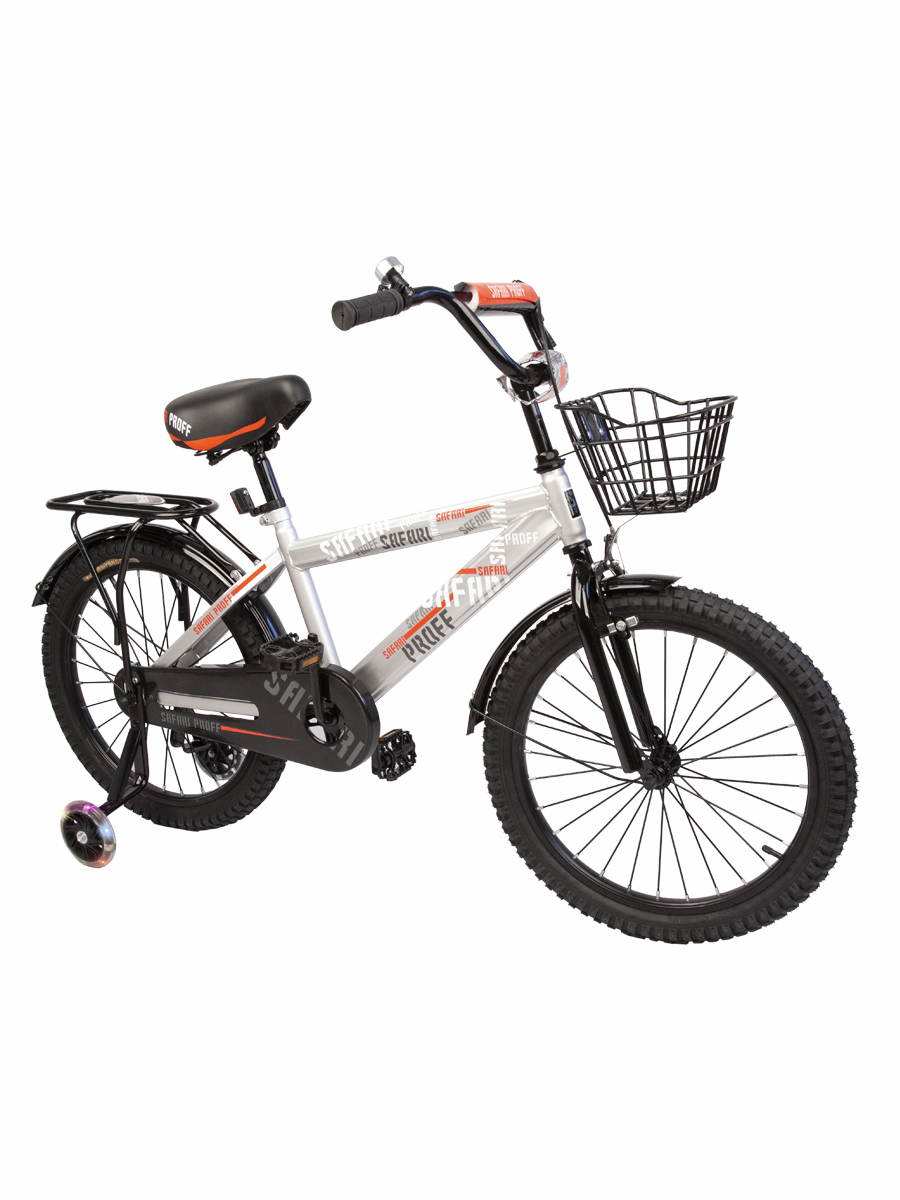 Велосипед 18" Safari proff, серебро с корзинкой 1002506/1