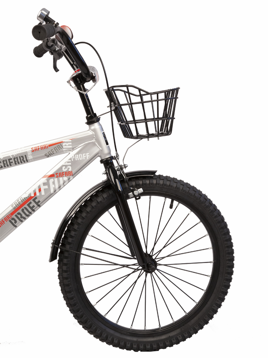 Велосипед 18" Safari proff, серебро с корзинкой 1002506/1