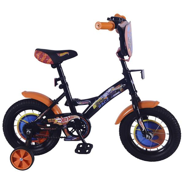 Велосипед 12" Hot Wheels черн/оранж. щиток,страх.кол,звон,покр.полу-слик 299410