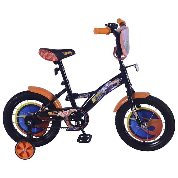 Велосипед 14" Hot Wheels черн/оранж. щиток,страх.кол,звон,покр.полу-слик 299408