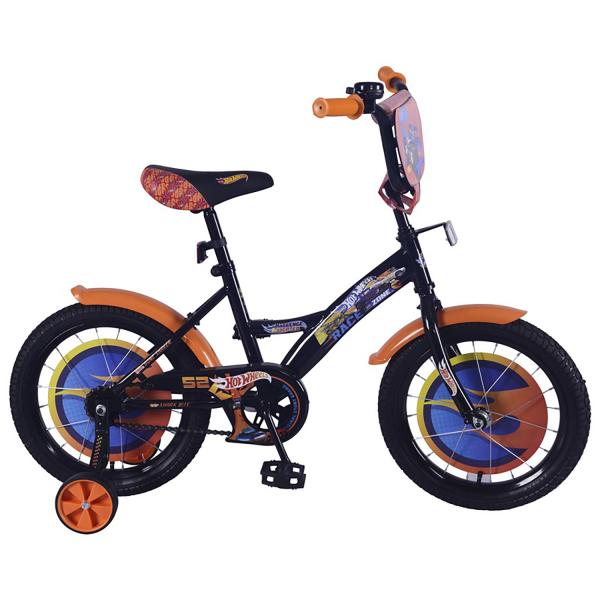 Велосипед 16" Hot Wheels черн/оранж. щиток,стр.кол,звон,покр.полу-слик 299406