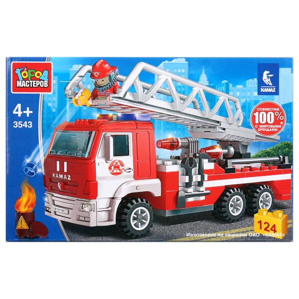 Конструктор Город мастеров пожарный камаз с лестницей, с фигуркой, 124дет. 289538