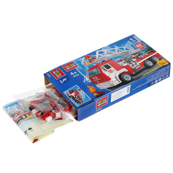 Конструктор Город мастеров пожарный камаз с лестницей, с фигуркой, 124дет. 289538