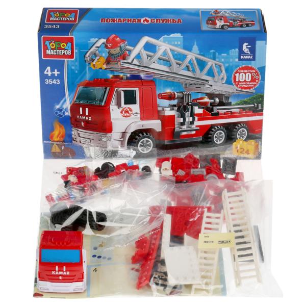 Конструктор Город мастеров пожарный камаз с лестницей, с фигуркой, 124дет. 289538