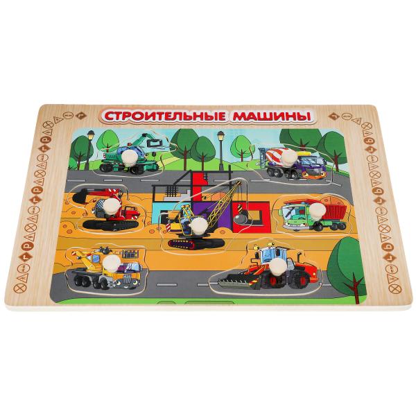 Игрушка деревянная Буратино рамка-вкладыш Строительные машины 306913
