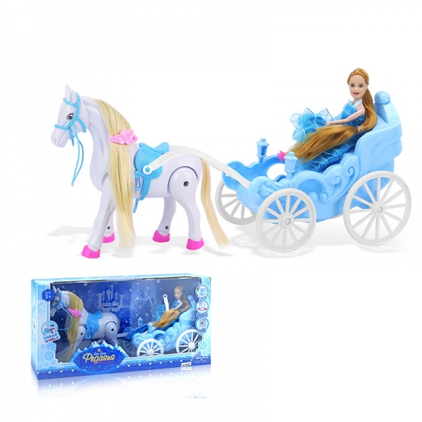 Карета для кукол, с лошадью на бат., с куклой 686-800 в кор. 307243